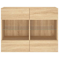 Mobile TV a Parete con Luci LED Rovere Sonoma 78,5x30x60,5 cm 837101