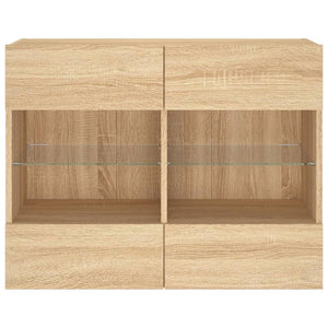 Mobile TV a Parete con Luci LED-Mobile TV a Muro Rovere Sonoma 78,5x30x60,5 cm