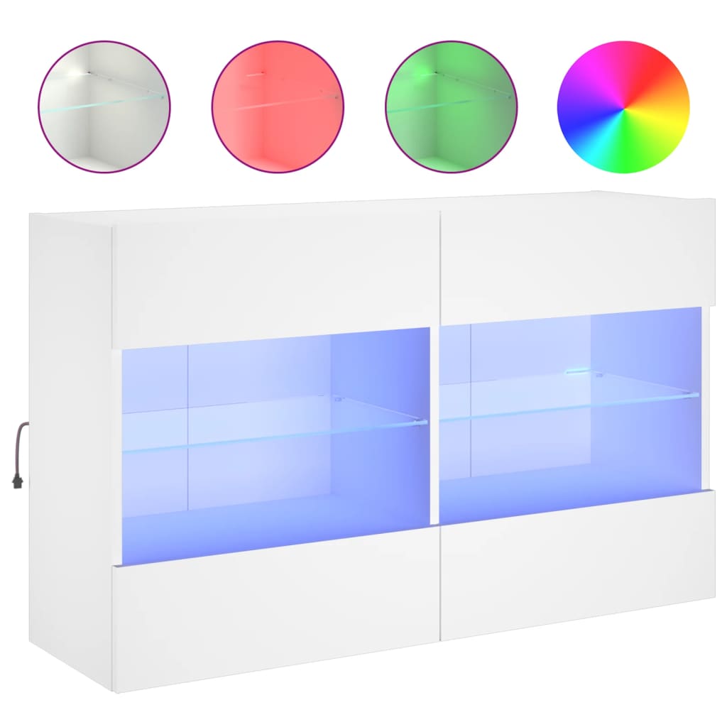 Mobile TV multimediale mensola TV credenza mobile TV parete attrezzata per sala da pranzo soggiorno camera da letto con luci LED 985 x 30 x 605 cm bianco 02_0027930