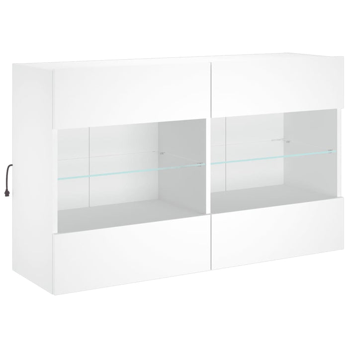 Mobile TV multimediale mensola TV credenza mobile TV parete attrezzata per sala da pranzo soggiorno camera da letto con luci LED 985 x 30 x 605 cm bianco 02_0027930
