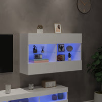 Mobile TV a Parete con Luci LED Bianco 98,5x30x60,5 cm 837106