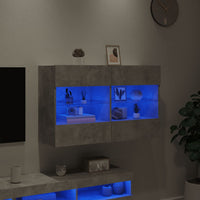 Mobile TV a Parete con Luci LED Grigio Cemento 98,5x30x60,5 cm 837109