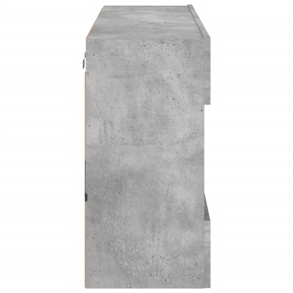 Mobile TV a Parete con Luci LED Grigio Cemento 98,5x30x60,5 cm 837109