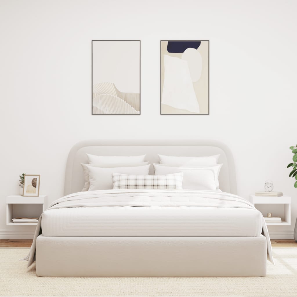 Comodini con Luci LED a Parete 2pz Bianchi 837114