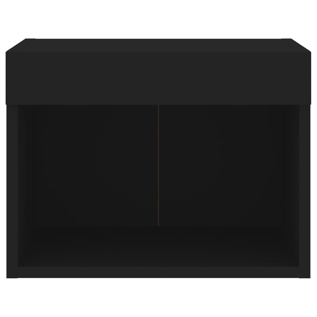 Comodini con Luci LED a Parete 2pz-Set di 2 Tavolino da notte Neri