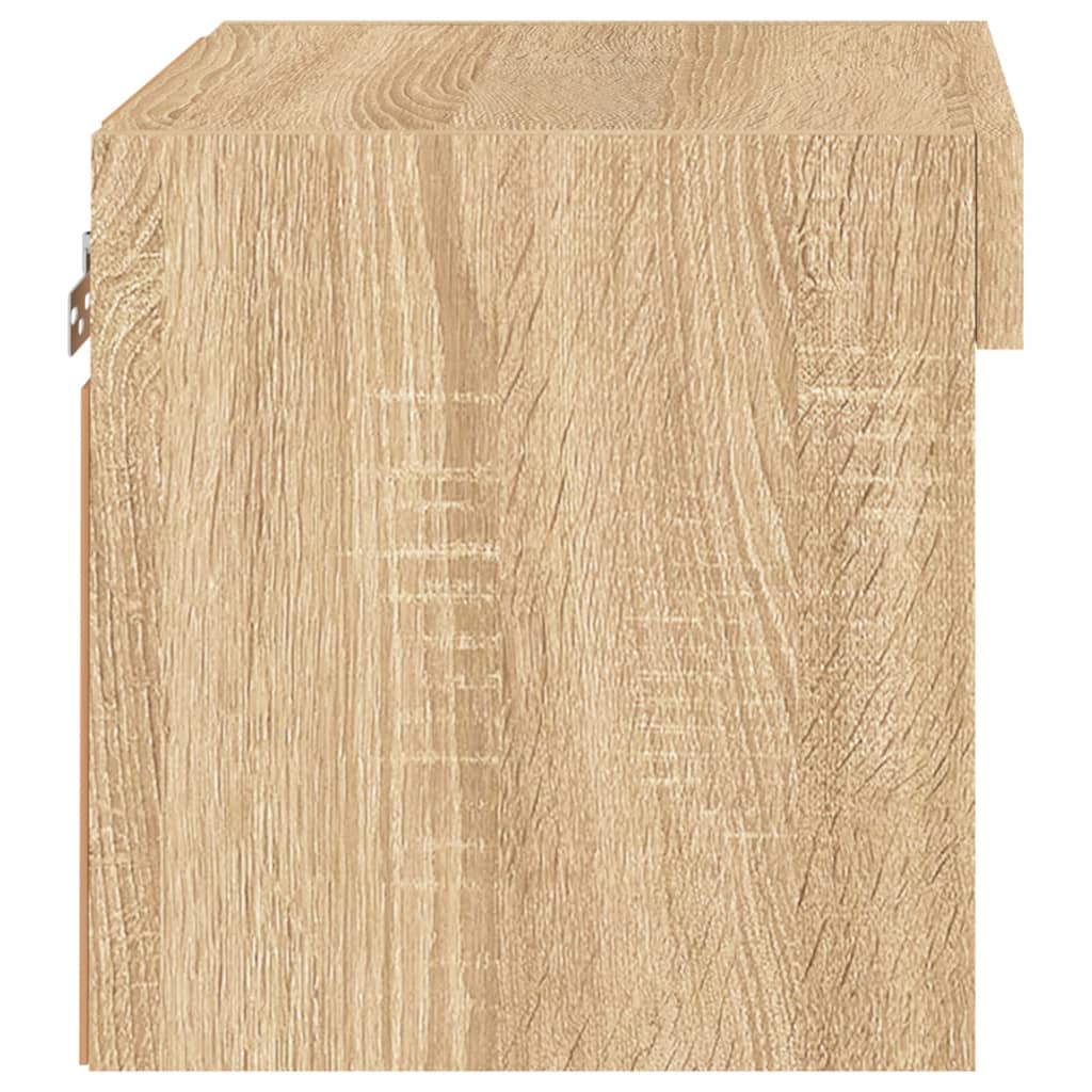 Comodino con Luci LED a Parete Rovere Sonoma 837117