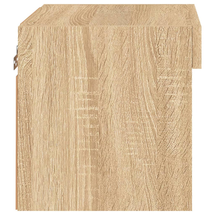 Comodino con Luci LED a Parete Rovere Sonoma 837117