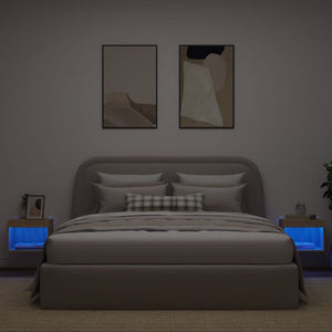 Comodini con Luci LED a Parete 2pz Rovere Sonoma 837118