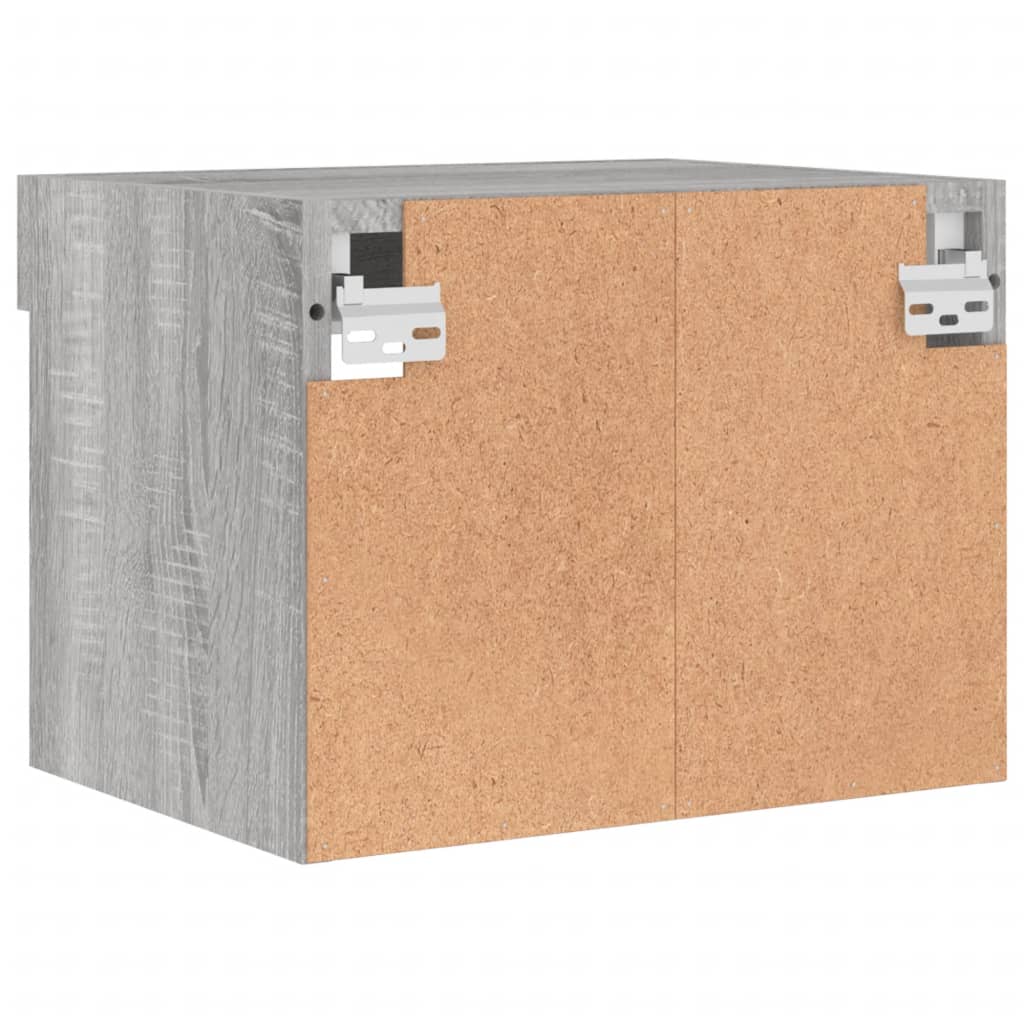 Comodino con Luci LED a Parete Grigio Sonoma 837123