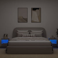 Comodini con Luci LED a Parete 2pz Grigio Sonoma 837124