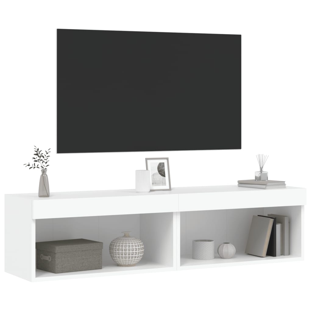 Mobili TV con Luci LED 2pz Bianchi 60x30x30 cm 837128