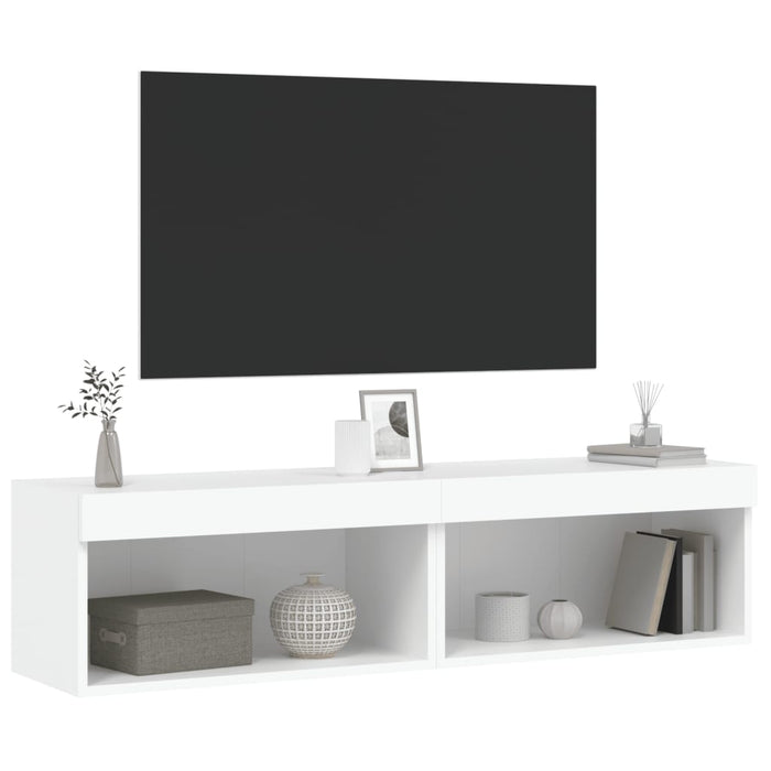 Mobili TV con Luci LED 2pz Bianchi 60x30x30 cm 837128