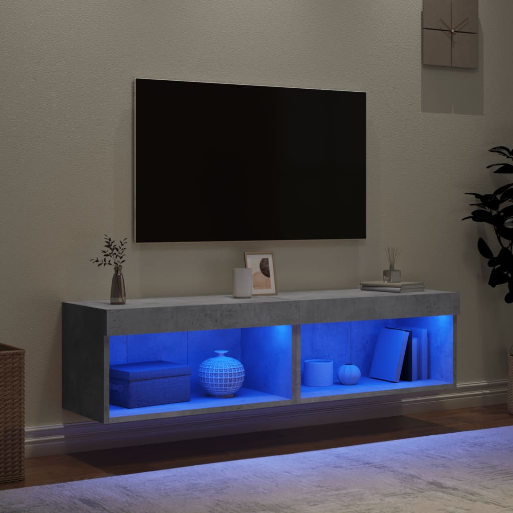 Mobili TV con Luci LED 2pz Grigio Cemento 60x30x30 cm 837134