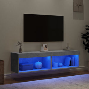 Mobili TV con Luci LED 2pz Grigio Cemento 60x30x30 cm 837134