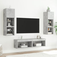 Mobili TV con Luci LED 2pz Grigio Cemento 60x30x30 cm 837134