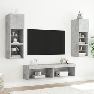 Mobili TV con Luci LED 2pz Grigio Cemento 60x30x30 cm 837134