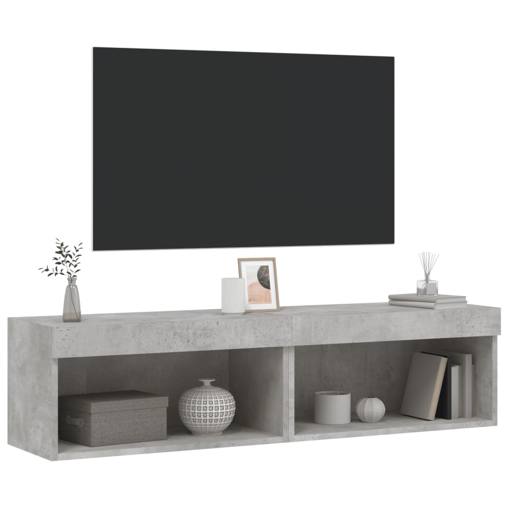 Mobili TV con Luci LED 2pz Grigio Cemento 60x30x30 cm 837134