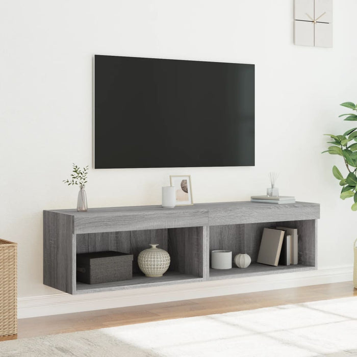 Mobili Porta TV con Luci LED 2pz Grigio Sonoma 60x30x30 cm 837138