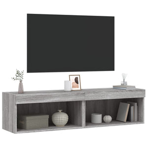 Mobili Porta TV con Luci LED 2pz Grigio Sonoma 60x30x30 cm 837138
