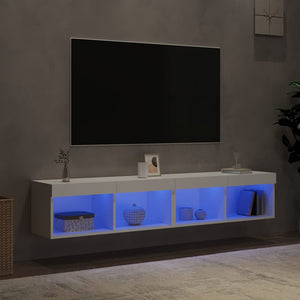 Mobili Porta TV con Luci LED 2 pz Bianchi 80x30x30 cm 837142