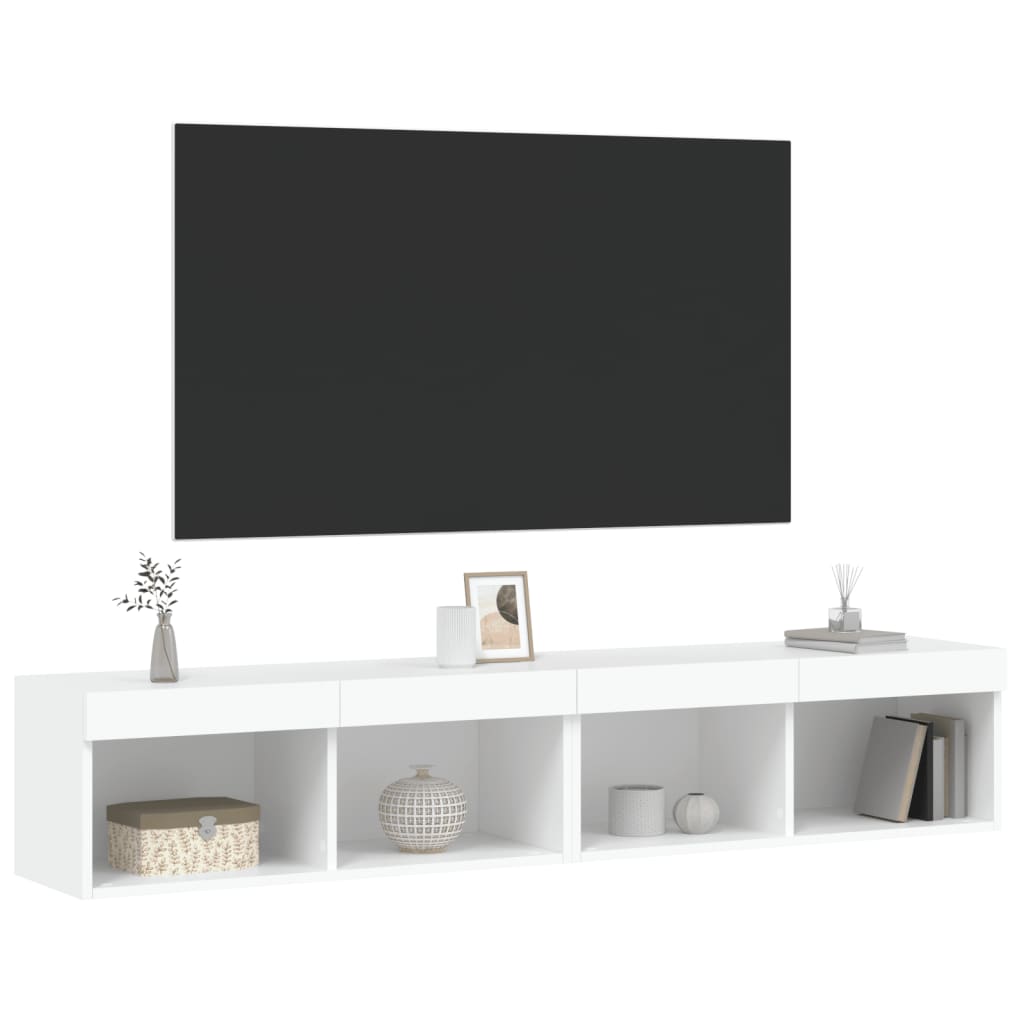 Mobili Porta TV con Luci LED 2 pz Bianchi 80x30x30 cm 837142