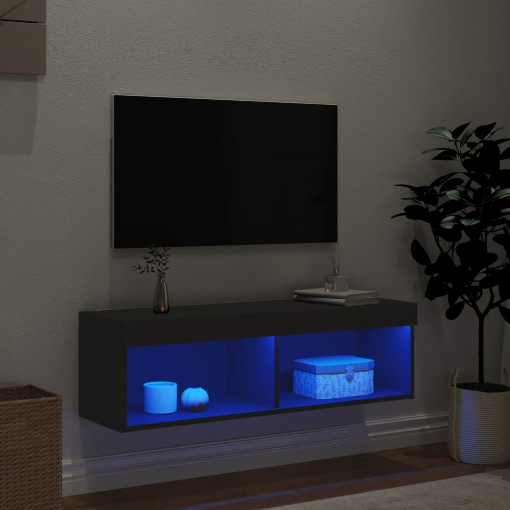 Mobile Porta TV con Luci LED Nero 100x30x30 cm 837157