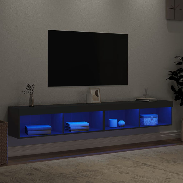 Mobili Porta TV con Luci LED 2 pz Neri 100x30x30 cm 837158