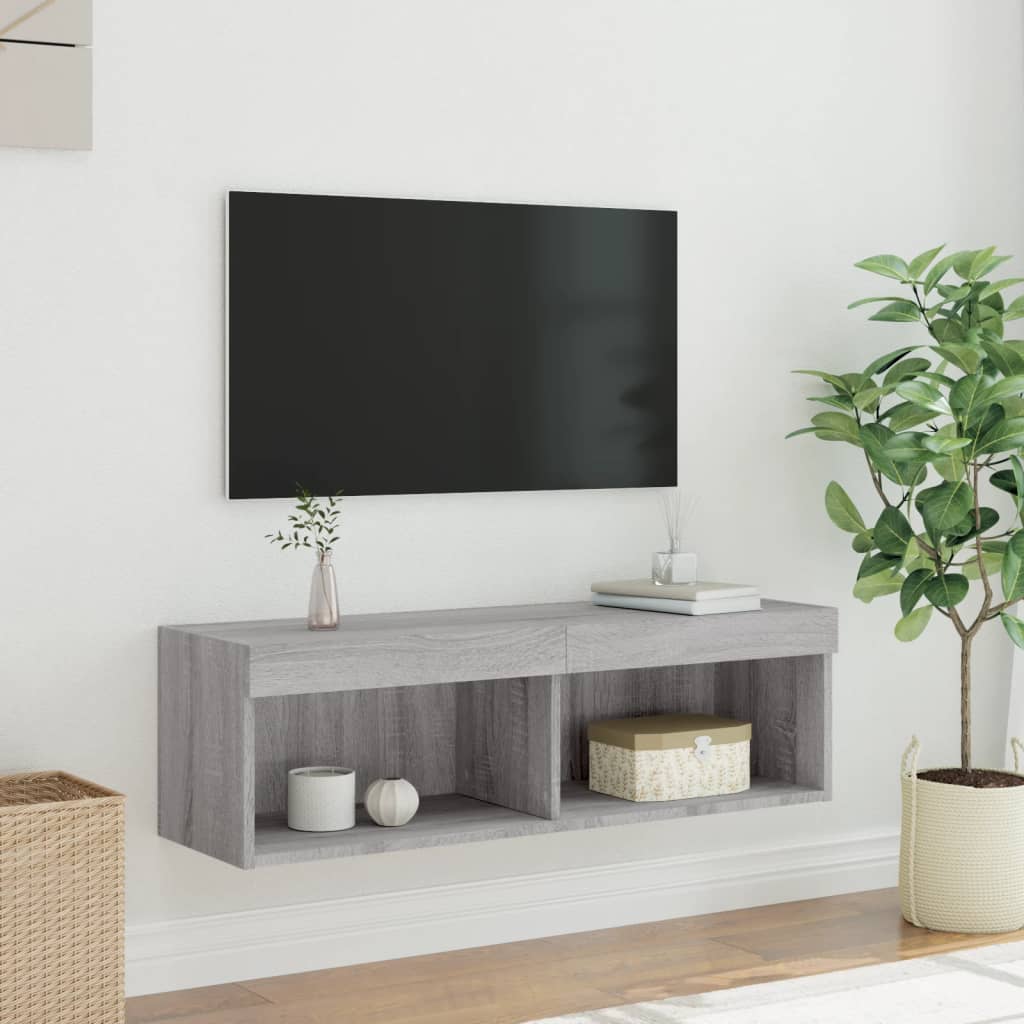 vidaXL Mobile Porta TV con Luci LED Grigio Sonoma 100x30x30 cm