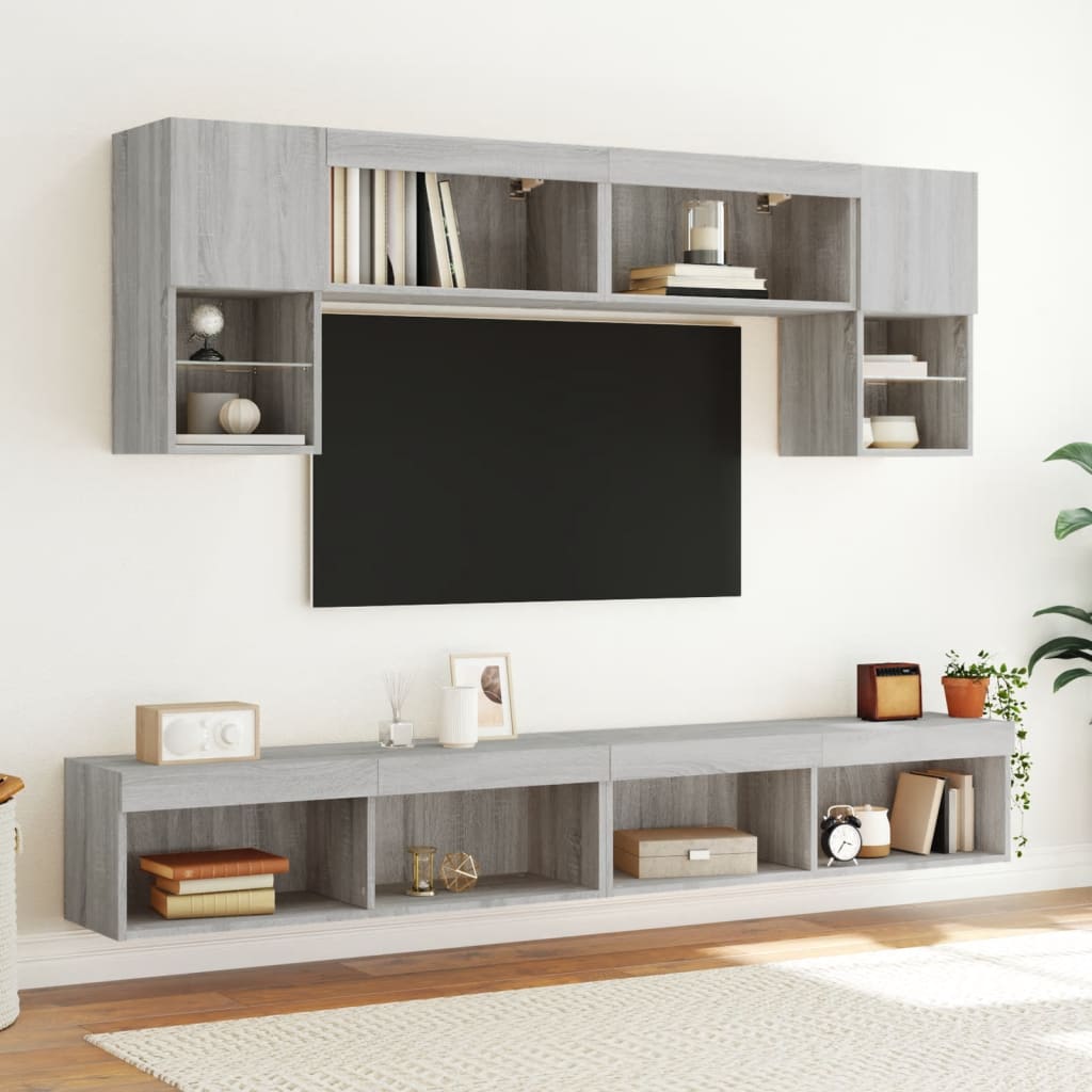 Mobili TV con Luci LED 2pz Grigio Sonoma 100x30x30 cm 837166