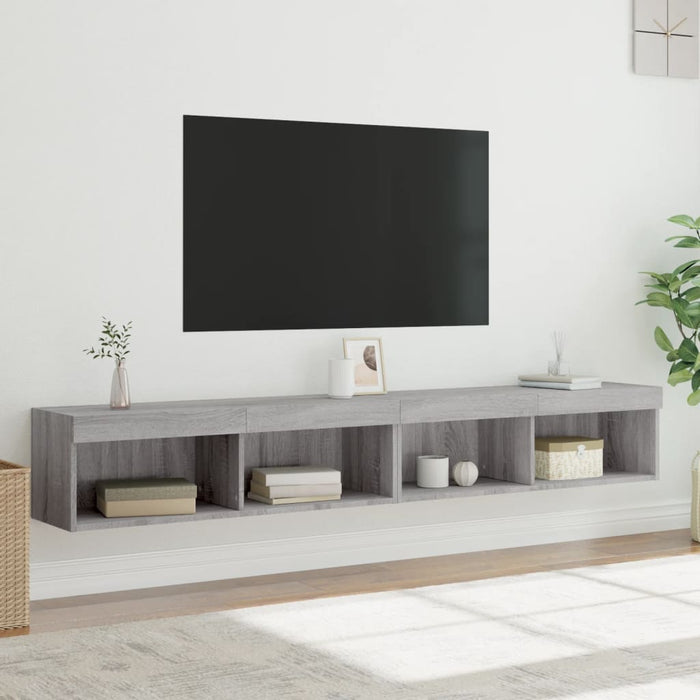 Mobili TV con Luci LED 2pz Grigio Sonoma 100x30x30 cm 837166