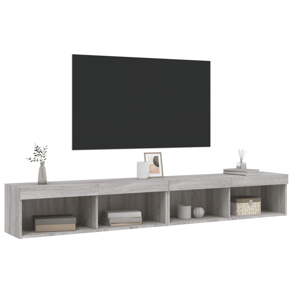 Mobili TV con Luci LED 2pz Grigio Sonoma 100x30x30 cm 837166