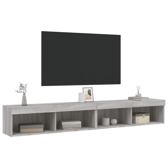 Mobili TV con Luci LED 2pz Grigio Sonoma 100x30x30 cm 837166