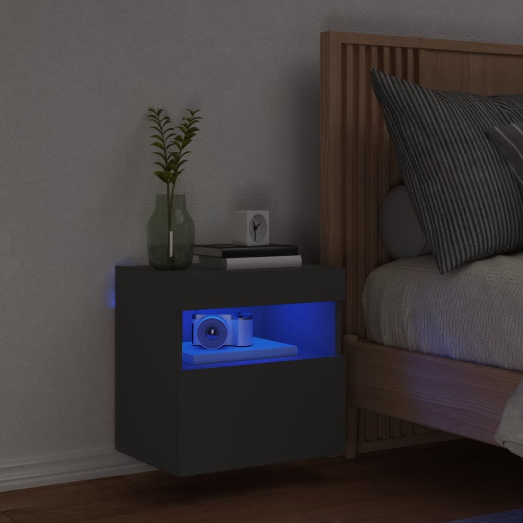 Mobile TV a Parete con Luci LED Nero 40x30x40 cm 837171