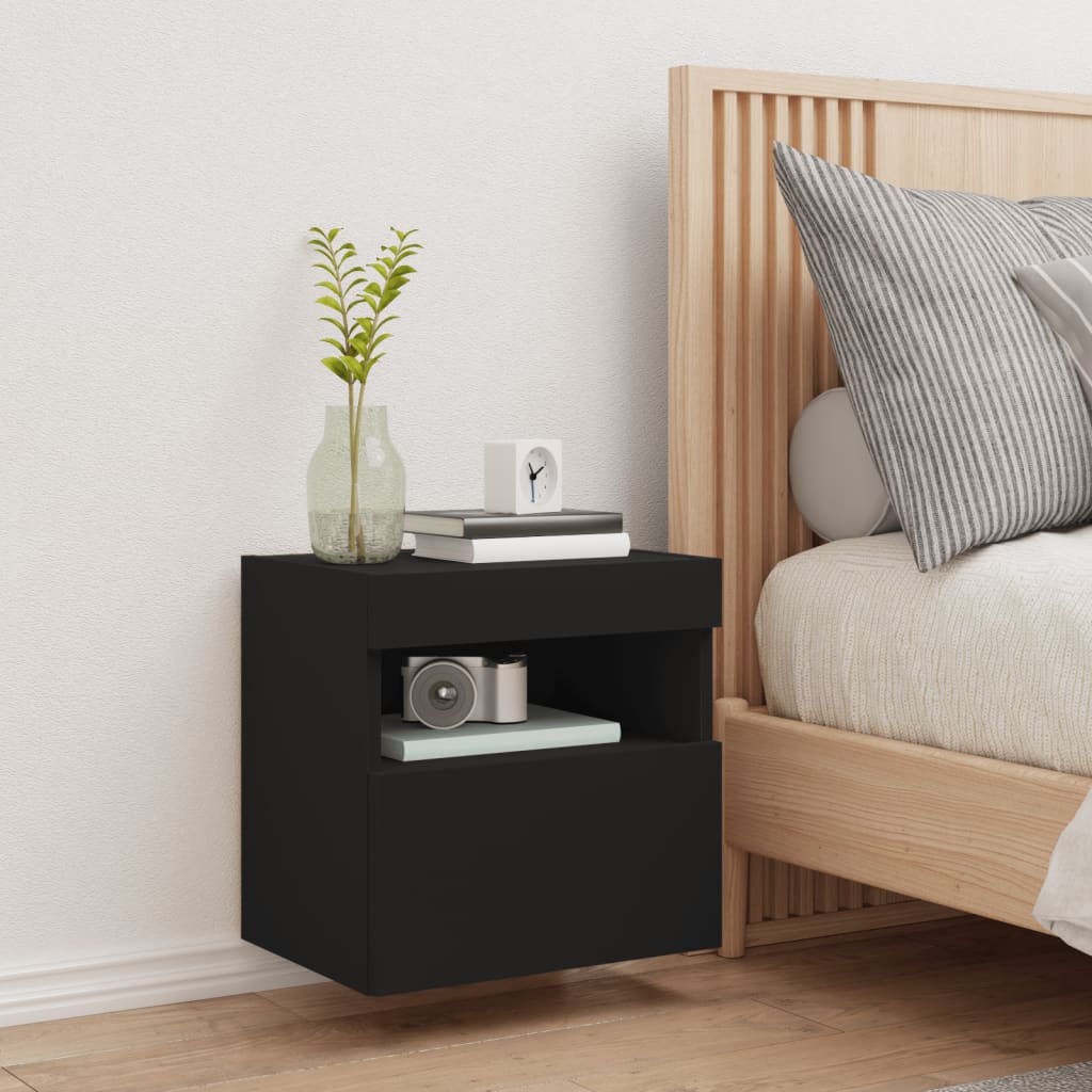 Mobile TV a Parete con Luci LED Nero 40x30x40 cm 837171