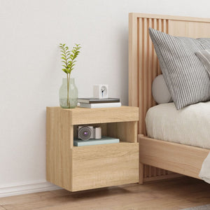 Mobile TV a Parete con Luci LED-Mobile TV a Muro Rovere Sonoma 40x30x40 cm