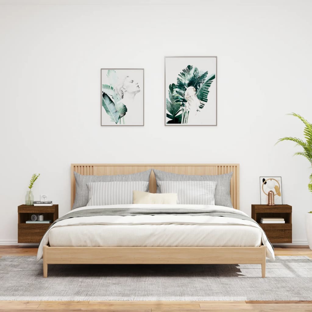 Mobili TV a Parete con Luci LED 2pz Rovere Marrone 40x30x40 cm 837182