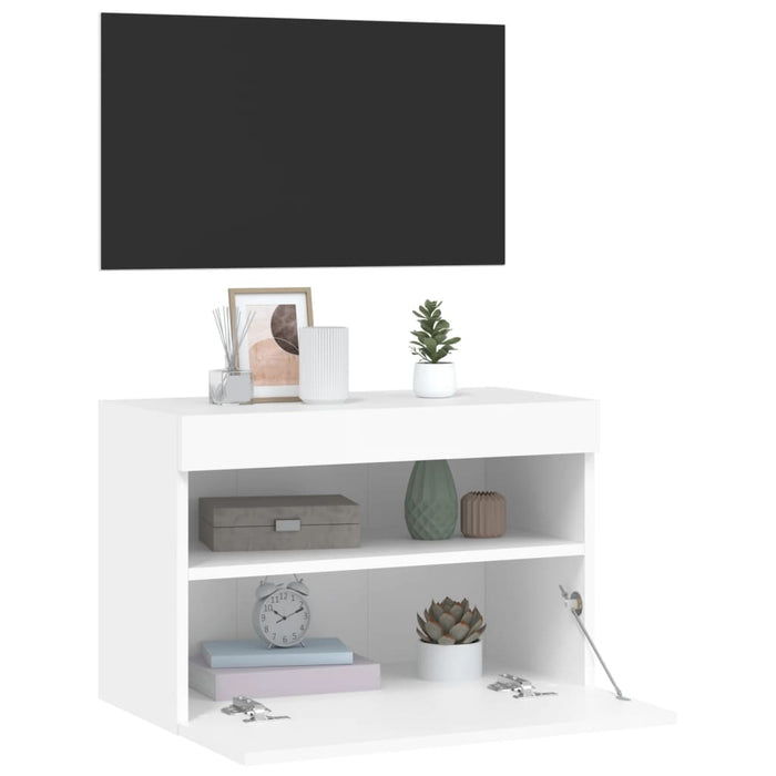 Mobile TV a Parete con Luci LED Bianco 60x30x40 cm 837183