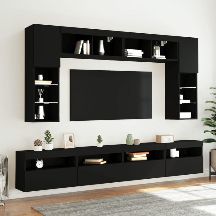 Mobile TV a Parete con Luci LED Nero 60x30x40 cm 837185