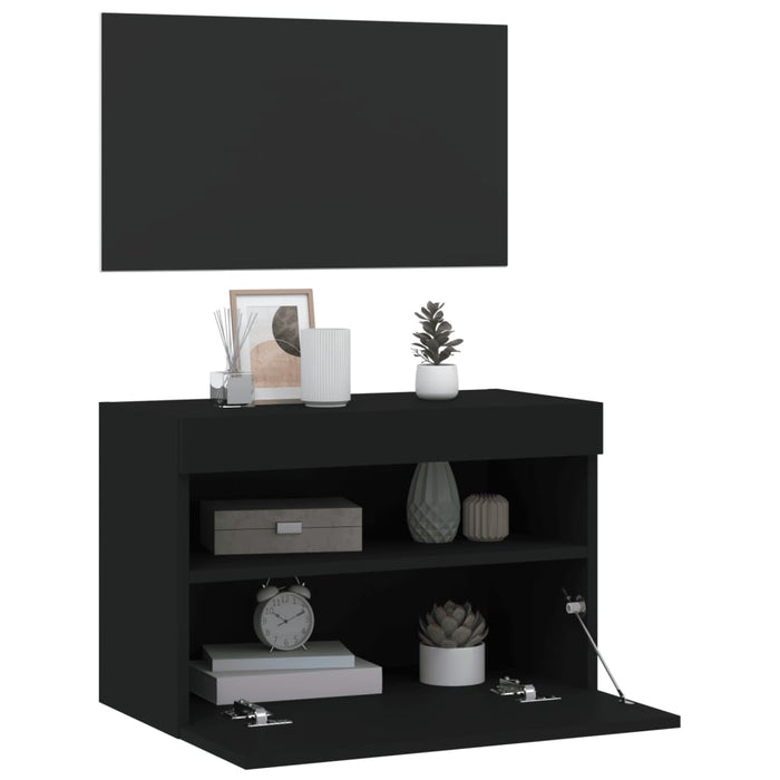 Mobile TV a Parete con Luci LED Nero 60x30x40 cm 837185