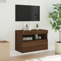 Mobile TV a Parete con Luci LED-Mobile TV a Muro Rovere Marrone 60x30x40 cm