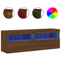 Mobili TV a Parete con Luci LED 2pz Rovere Marrone 60x30x40 cm 837196