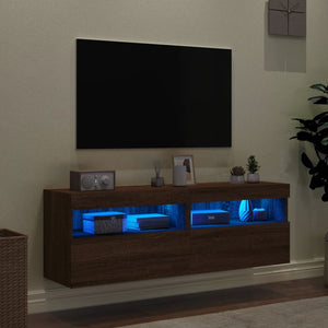 Mobili TV a Parete con Luci LED 2pz Rovere Marrone 60x30x40 cm 837196