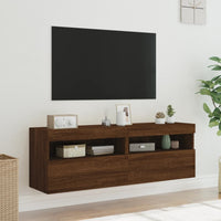 Mobili TV a Parete con Luci LED 2pz Rovere Marrone 60x30x40 cm 837196