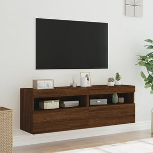 Mobili TV a Parete con Luci LED 2pz Rovere Marrone 60x30x40 cm 837196