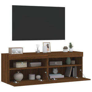 Mobili TV a Parete con Luci LED 2pz Rovere Marrone 60x30x40 cm 837196