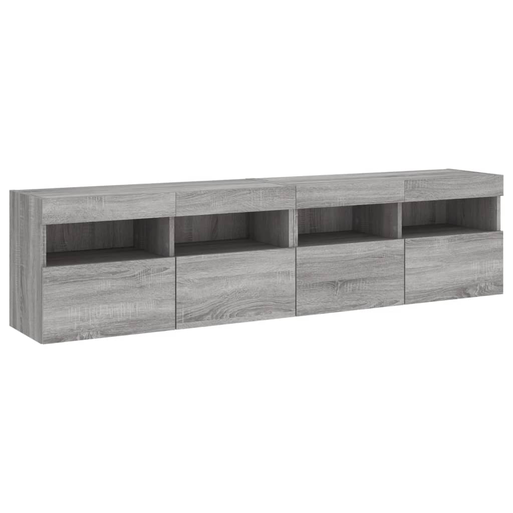 Mobili TV a Parete con Luci LED 2pz Grigio Sonoma 80x30x40 cm 837208