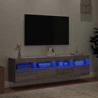 Mobili TV a Parete con Luci LED 2pz Grigio Sonoma 80x30x40 cm 837208