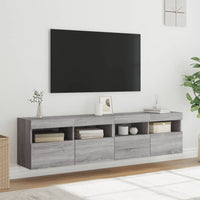 Mobili TV a Parete con Luci LED 2pz Grigio Sonoma 80x30x40 cm 837208
