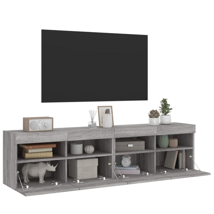 Mobili TV a Parete con Luci LED 2pz Grigio Sonoma 80x30x40 cm 837208