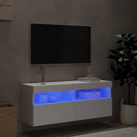 Mobile TV a Parete con Luci LED Bianco 100x30x40 cm 837211